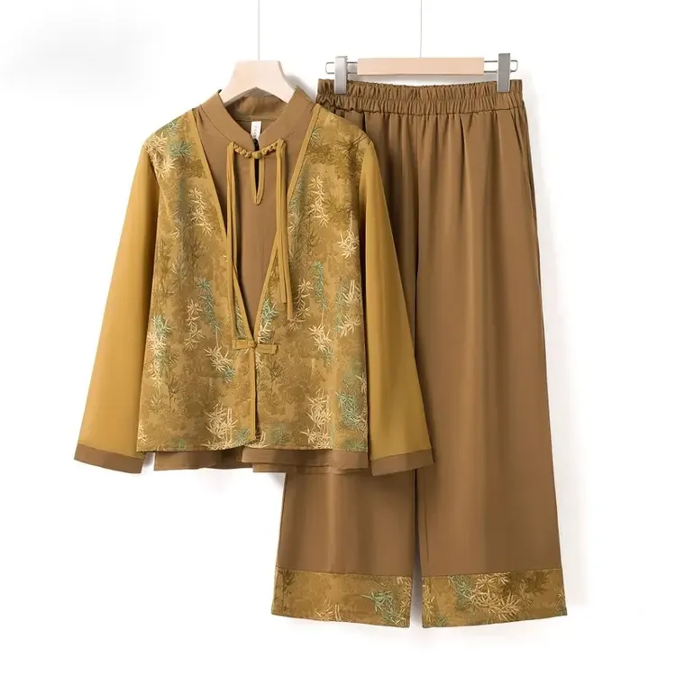 新中式国风套装妈妈春装2025新款衣服中老年女装春秋两件套上衣