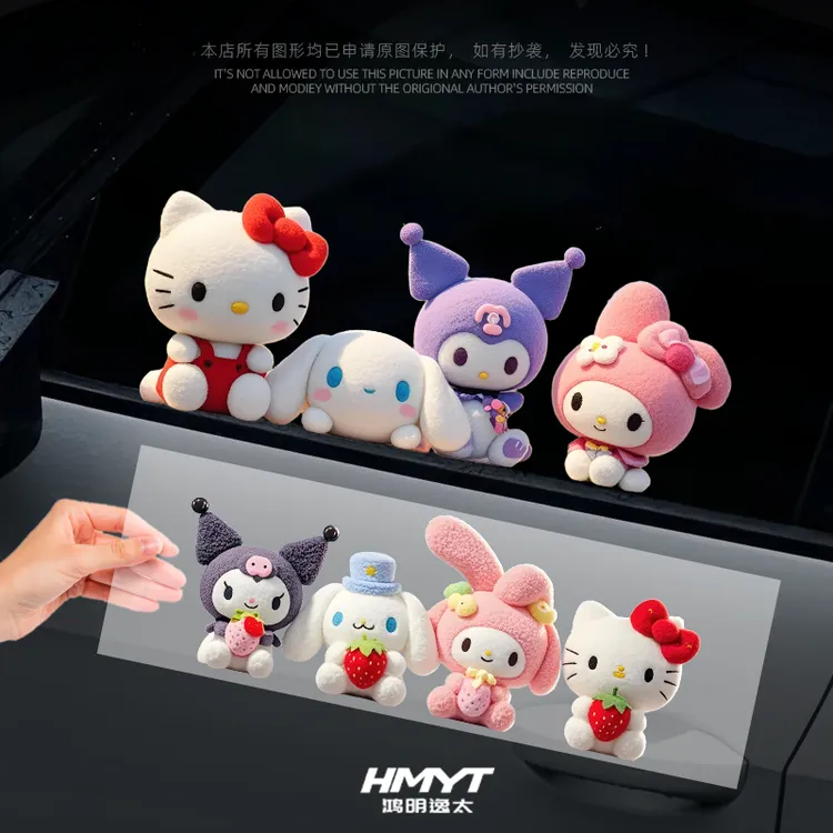 三丽鸥周边车贴可爱立体个性防水卡通车身车窗贴划痕遮挡装饰贴