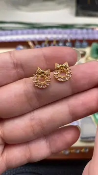 【闪购商品】翡翠耳饰18K金镶嵌天然A货翡翠