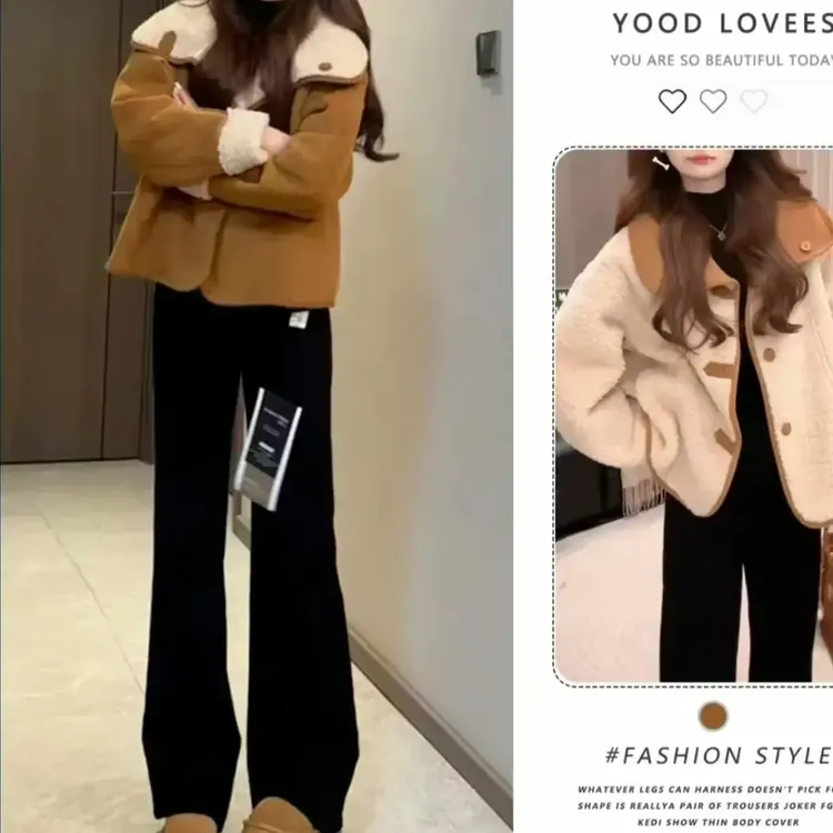 两面穿新款百搭外套冬季加厚仿羊羔毛休闲外套