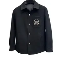 【PP】秋冬新款男士翻领羽绒服毛料90白鹅绒服外套夹克2067