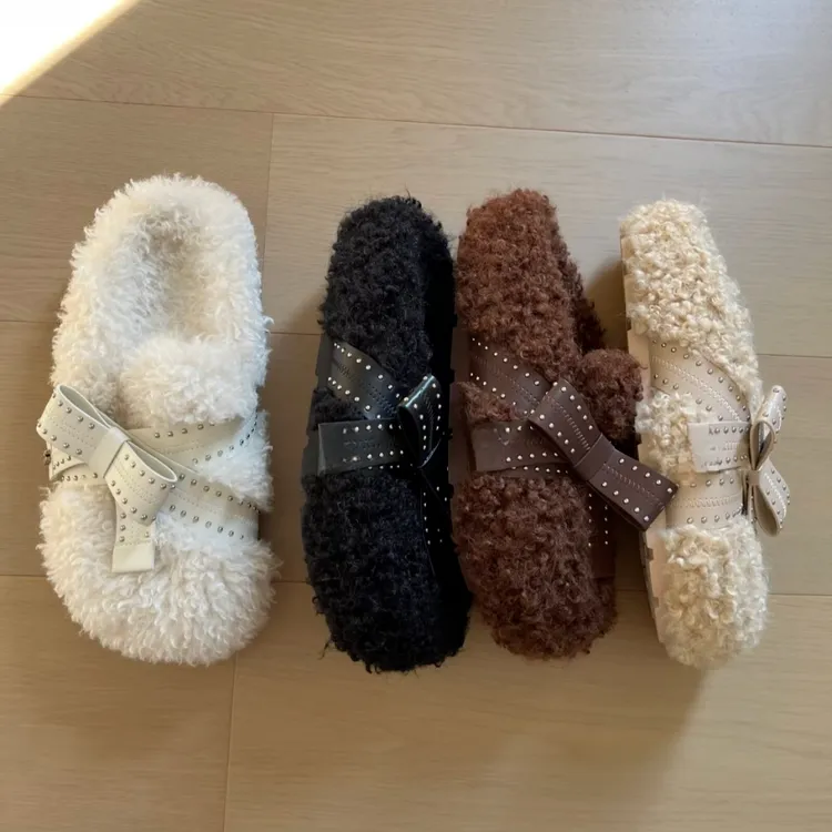 冬季舒适厚底一脚蹬雪地靴女保暖学生棉鞋2025新款懒人加绒毛毛鞋