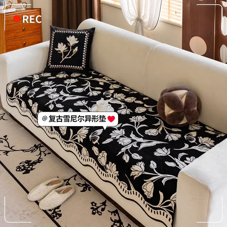 洱峰复古高级感雪尼尔沙发垫2025新款四季通用沙发坐垫防滑盖布巾
