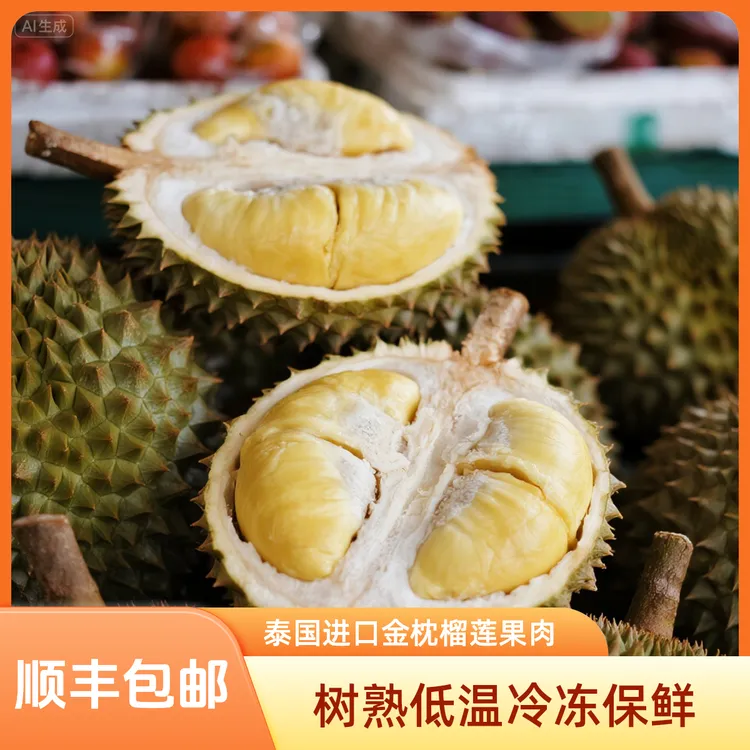 泰国进口新鲜金枕榴莲果肉1kg树熟低温冷冻真空泰国金枕榴莲