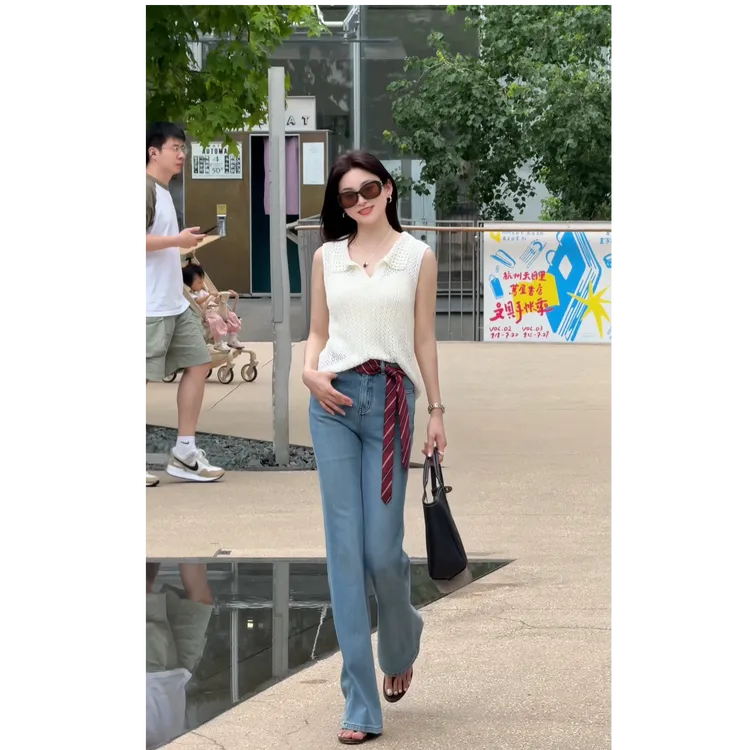 【微微专属】2025新款天际蓝深圳南油原版TT798筒喇叭牛仔裤女