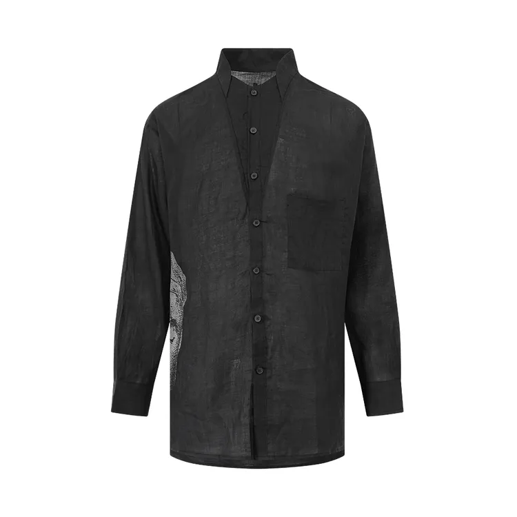 AETRIX《脆弱》主题系列黑色立领衬衫休闲长袖男款时尚运动透气衬衣