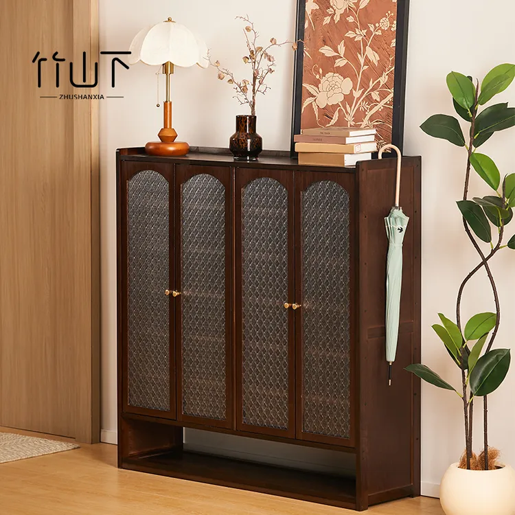 实木鞋柜靠墙一体柜玄关立式鞋架家用门口2025年最新款鞋子收纳柜