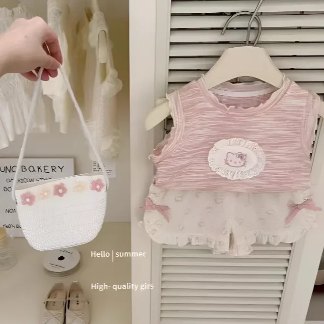 【现货】韩版女宝卡通动漫童装幼儿套头女上衣婴儿套装夏季二件套