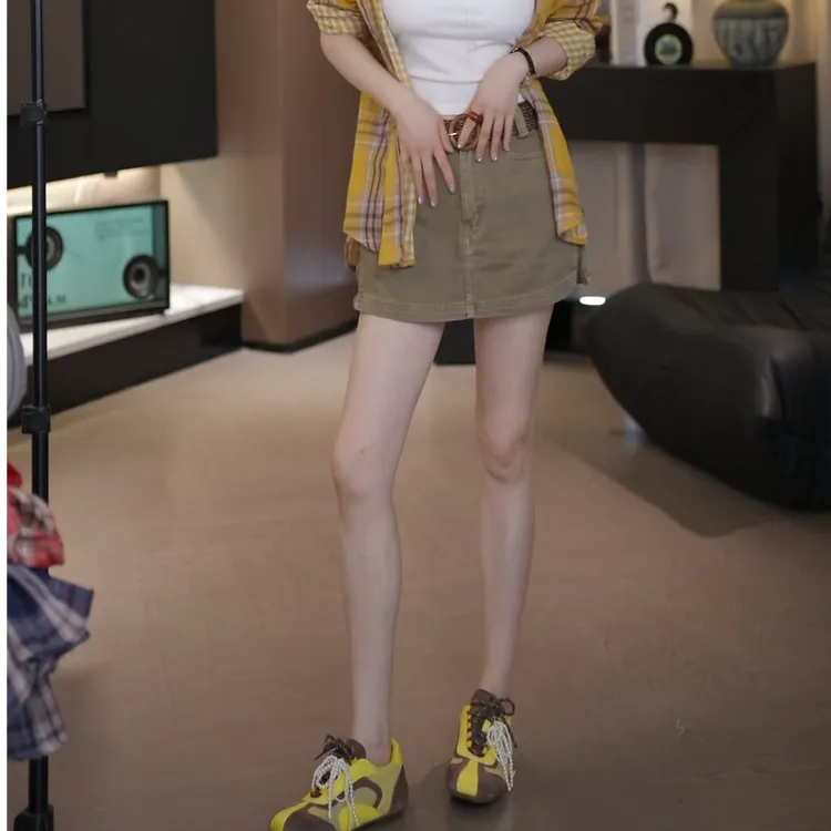 高腰显瘦半身裙春夏韩版修身A字包臀设计感休闲百搭纯色牛仔短裙