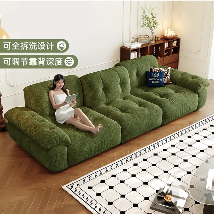 艺术软意式双人免洗布艺主卧双人躺坐高颜值小家具现代客厅沙发