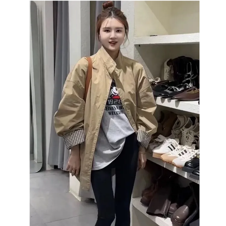 欧货中长款风衣外套女2025春季新款休闲小个子立领气质百搭大衣潮