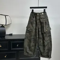 迷彩纯棉品质伞兵休闲工装长裤男女中大童痞帅休闲潮酷宽松弯刀裤