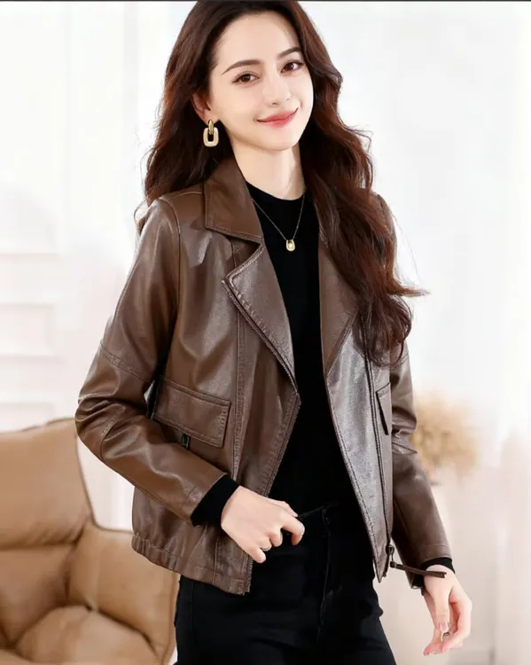 2025新款修身显瘦皮衣女款爆款休闲时尚百搭机车外套复古女8812