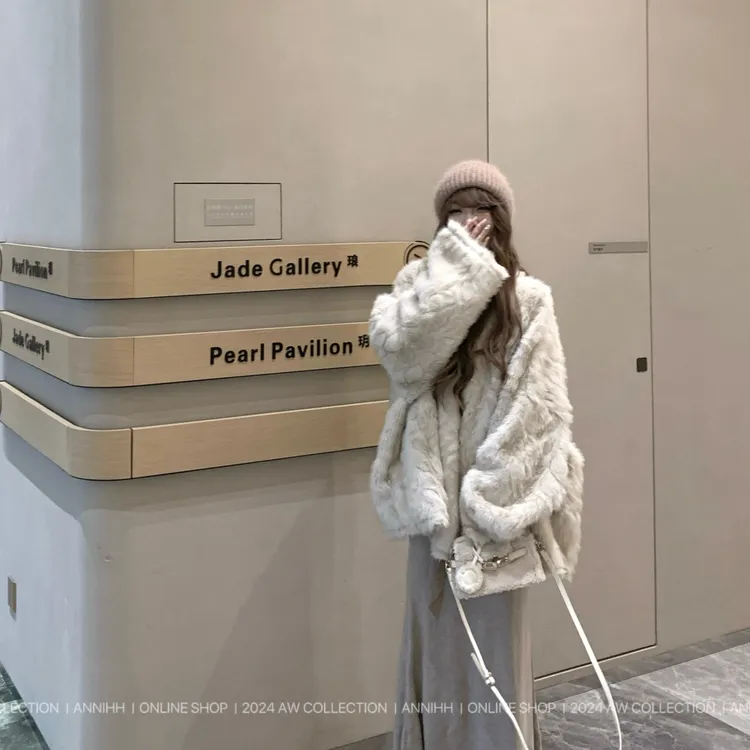 人造皮草 冬季慵懒宽松韩版皮毛一体大衣水貂毛廓形毛毛外套女
