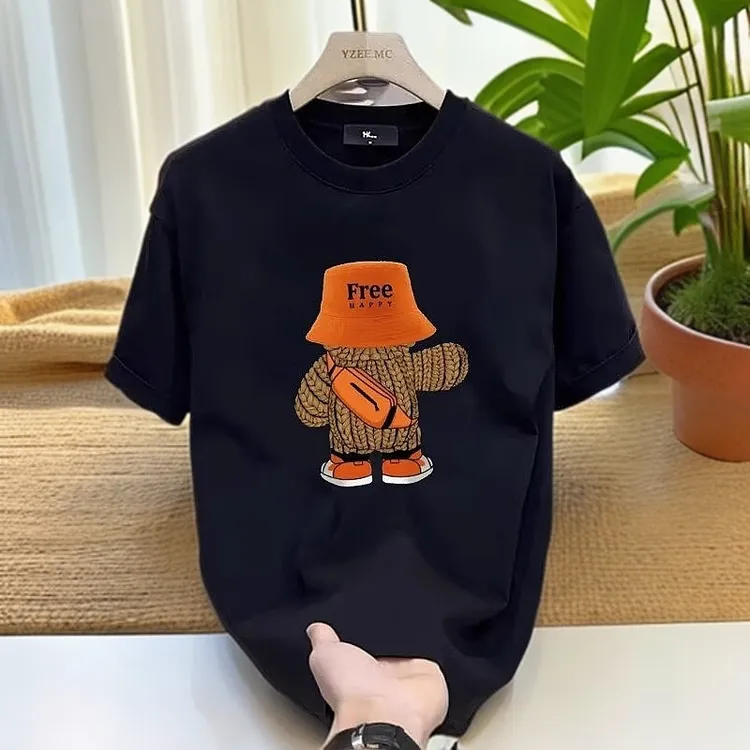 2025新款重磅潮牌纯棉印花男士短袖恤夏季爆款潮流休闲圆领体恤