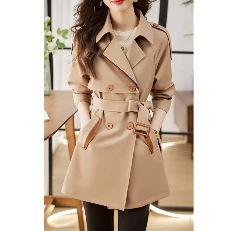 0369高端风衣女款新款春秋款高级感品牌小个子外套中长款