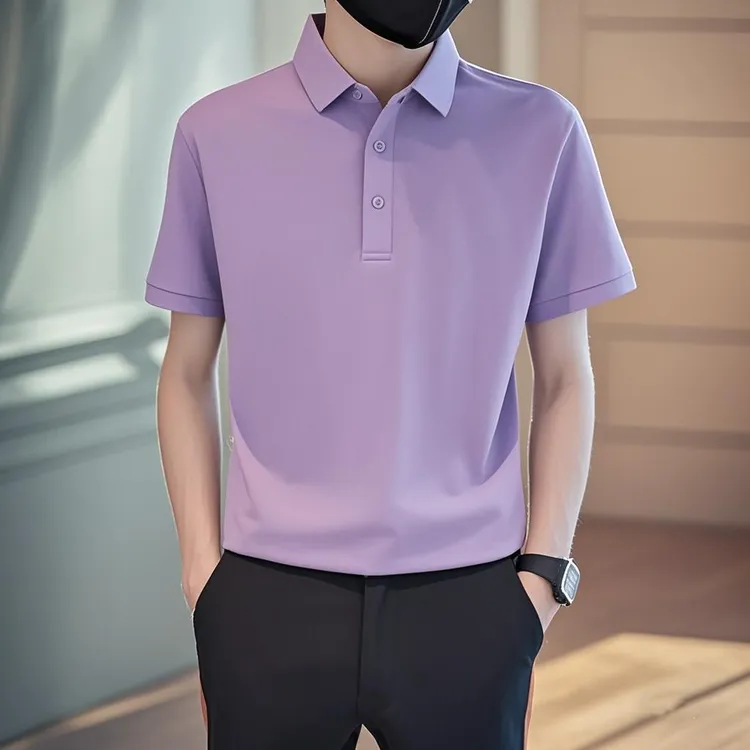 夏季新款男式翻领爸爸休闲短袖无标polo衫潮流宽松轻奢痞帅男装