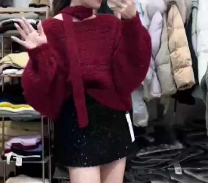 2024冬季新款时尚女装网红靓丽潮流气质洋气轻熟圆领上衣半身裙2