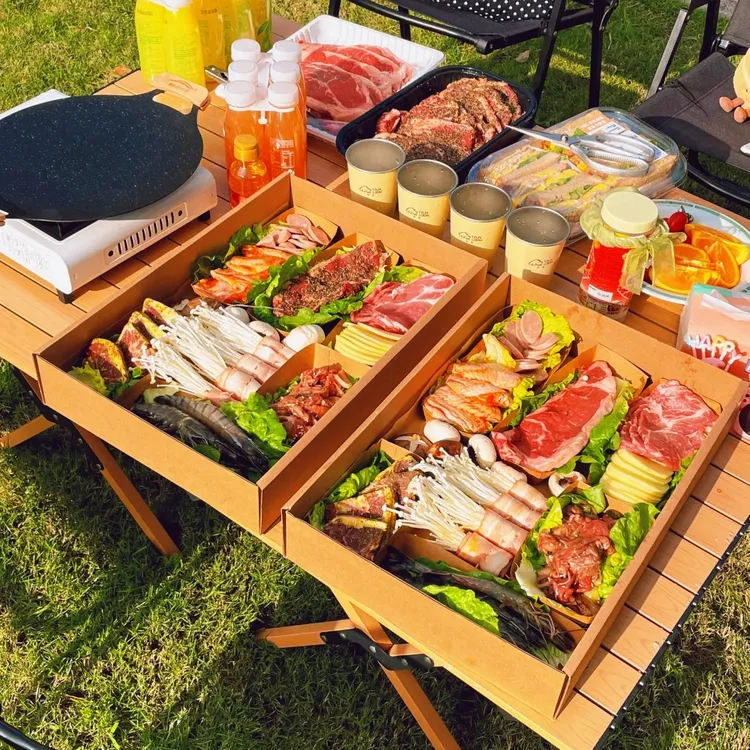 烧烤一次性餐碗野餐盒户外烤肉盒子便当野餐打包食物盒牛皮纸外卖