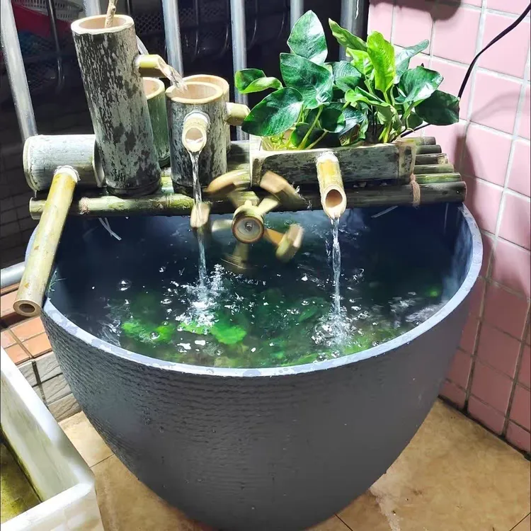 加厚仿水泥古法生态缸养鱼养荷花睡莲绿植塑料树脂盆缸特大号花盆