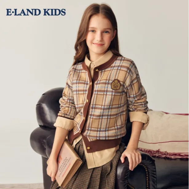 E·LAND KIDS衣恋25年秋女童针织衫复古学院风长袖上衣EKCKF4921E