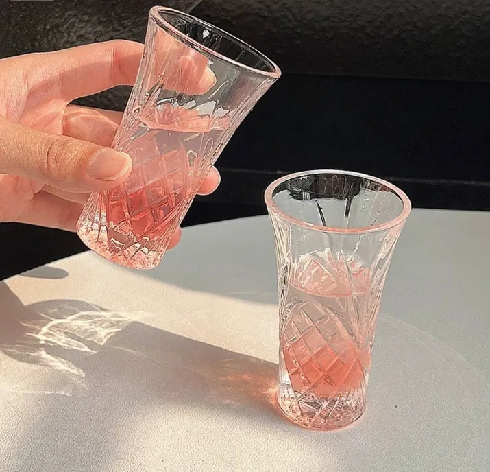 轻奢透明剑花小酒杯高颜值家用一口白酒杯酒杯套装烈酒杯白酒杯