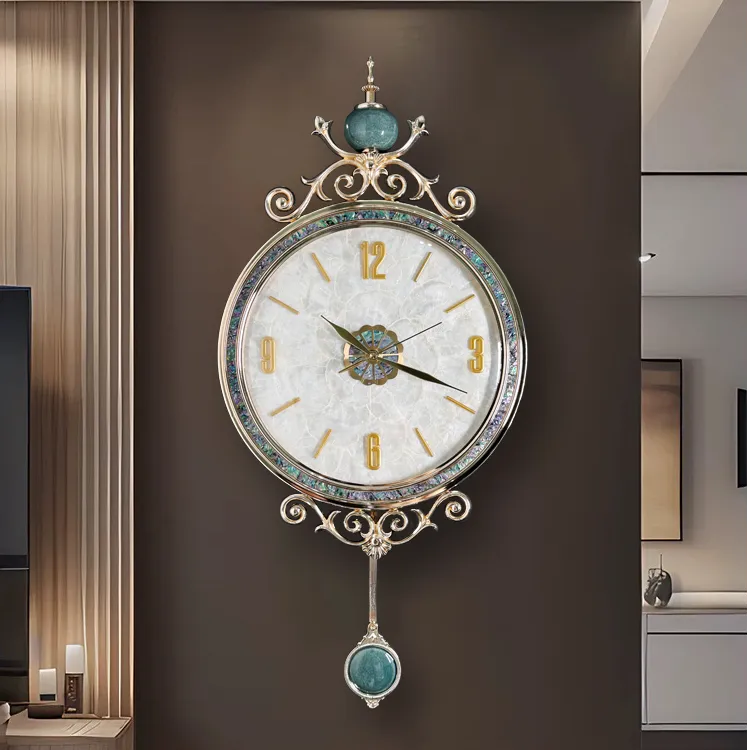 钟表客厅家用挂钟现代简约时尚创意欧式轻奢格栅装饰餐厅墙壁时钟