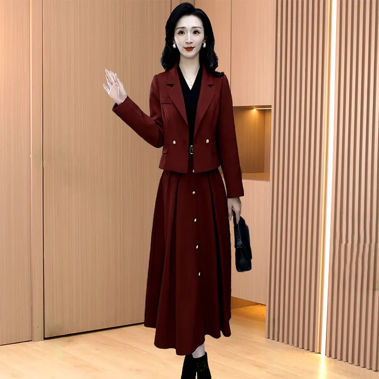 【尚缇歌】轻奢优雅风西装套装女秋冬双排扣翻领高端气质两件套高级
