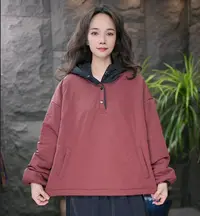 JJ长袖常规落肩袖薄款厚款连帽棉服女士秋冬加厚宽松带帽