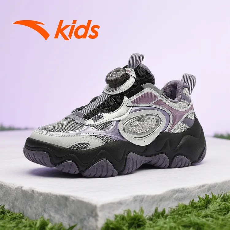 流萤|安踏儿童欧若风休闲鞋复古机能运动防滑耐磨旋钮休闲跑鞋