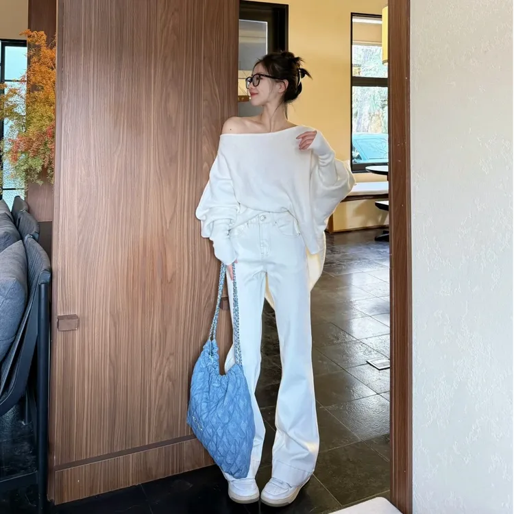 2025春季新款慵懒松弛感蝙蝠袖不规则针织衫设计感温柔百搭上衣