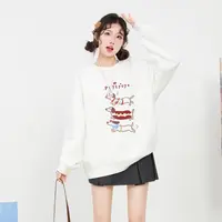 孕妇装小狗印花白色卫衣女秋冬新款韩版宽松时尚圆领长袖孕妇上衣