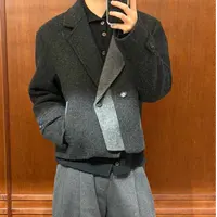 Y NoTaste 25FW “墨”羊毛混纺撞色戗驳领毛呢棉服夹克