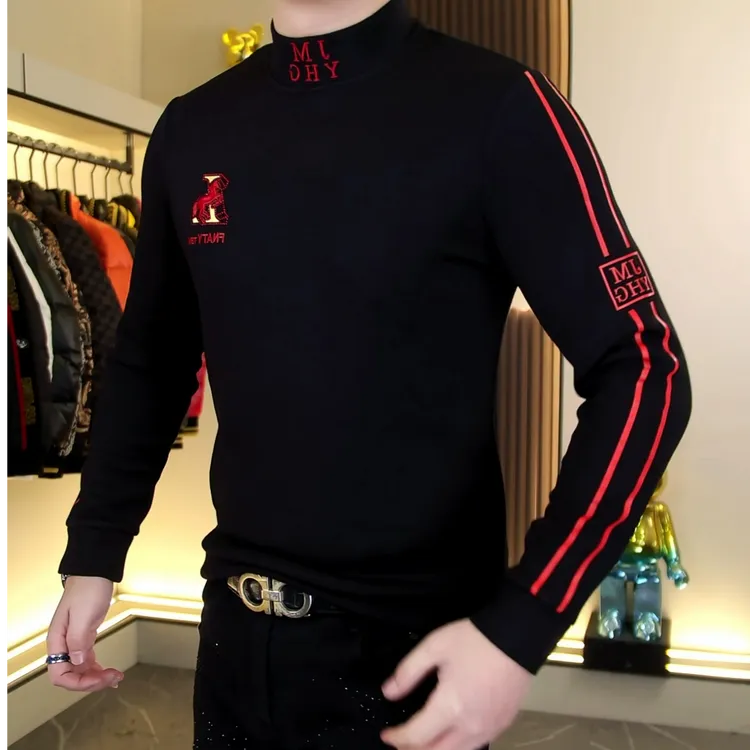 【阿东男装】2530男士高品质加绒加厚百搭半高领长袖