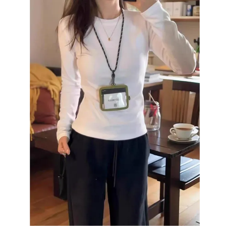 白色打底衫女春秋冬内搭2025年新款修身显瘦长袖t恤简约内搭上衣