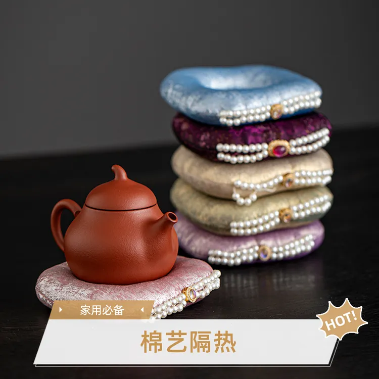 隔热茶壶垫家用盖碗垫手工简约陶瓷新中式国风杯垫充棉布艺壶承垫