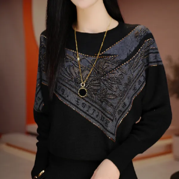 素曼 秋冬新款长袖气质显瘦百搭时尚轻奢女士套头毛衣V25L715