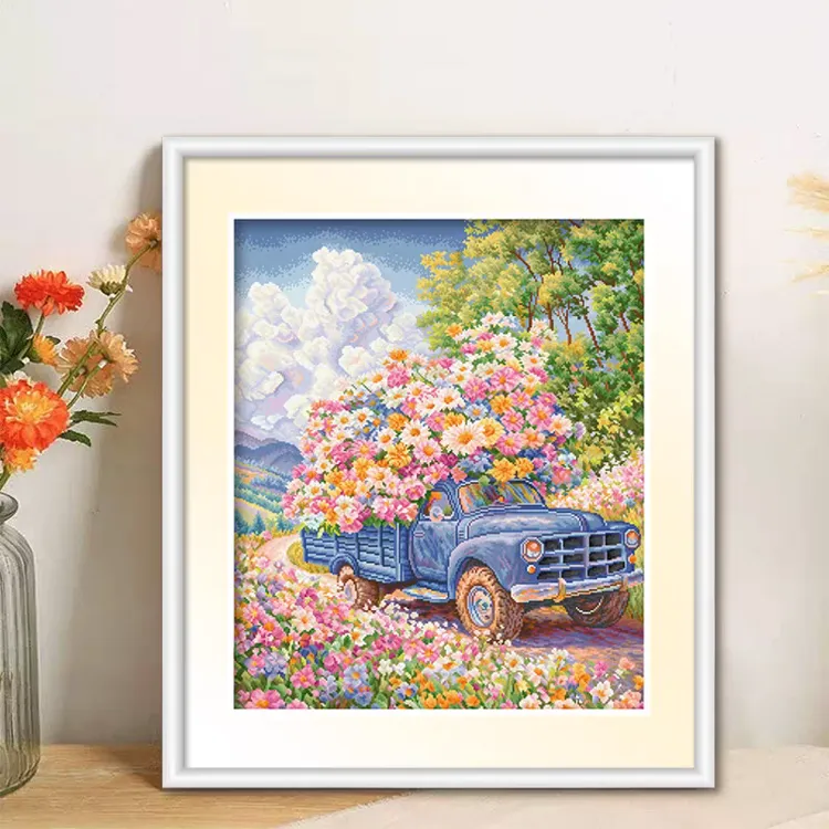 爱络十字绣新款一路生花客厅满绣风景68x79中格3股