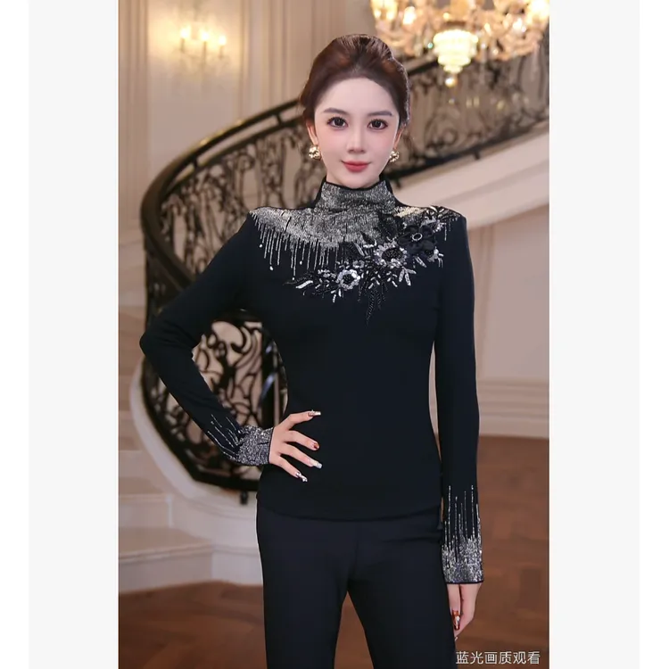 【芙娜妮】加绒针织衫时尚百搭气质上衣高级感重工秋冬女F2530982A