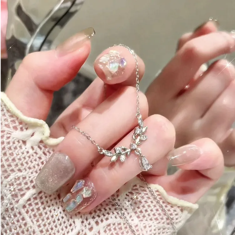 URNSSORE/昂色 坠链均足银合成锆石 麦穗项链高级感锁骨链送女友