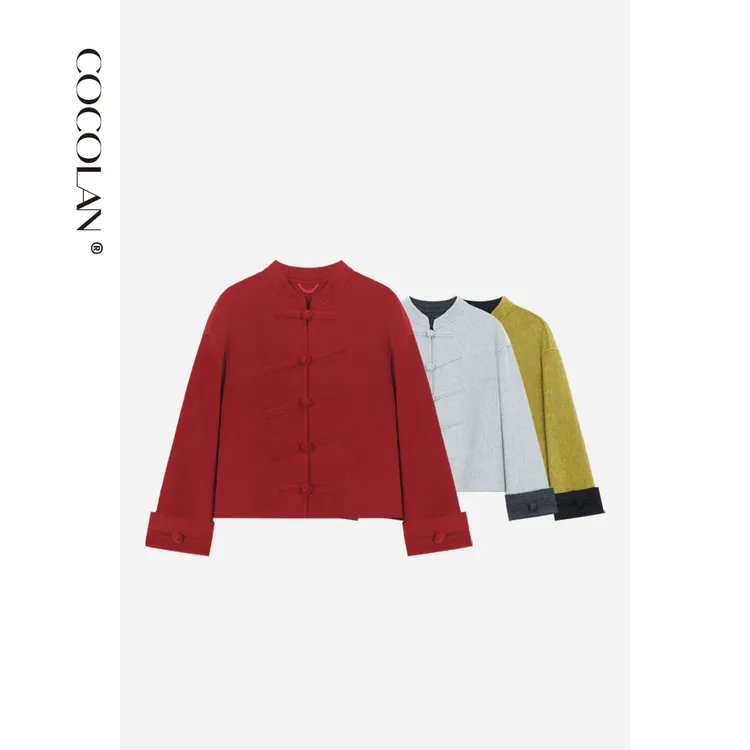 COCOLAN【上春杉】100绵羊毛新中式双面呢大衣短款外套CL8DY8619