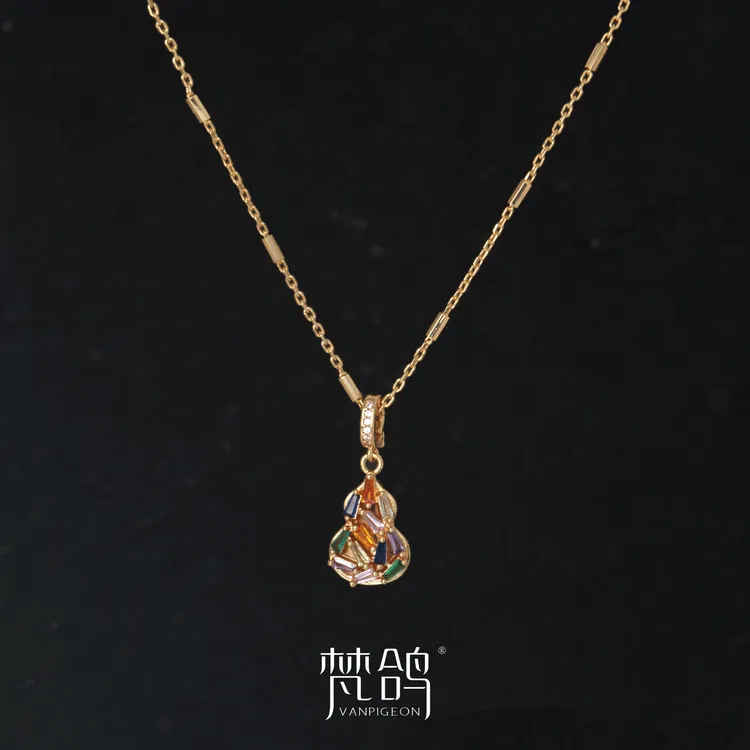VANPIGEON/梵鸽 黄铜项链 彩虹爆闪七色葫芦项链精致高级感项链