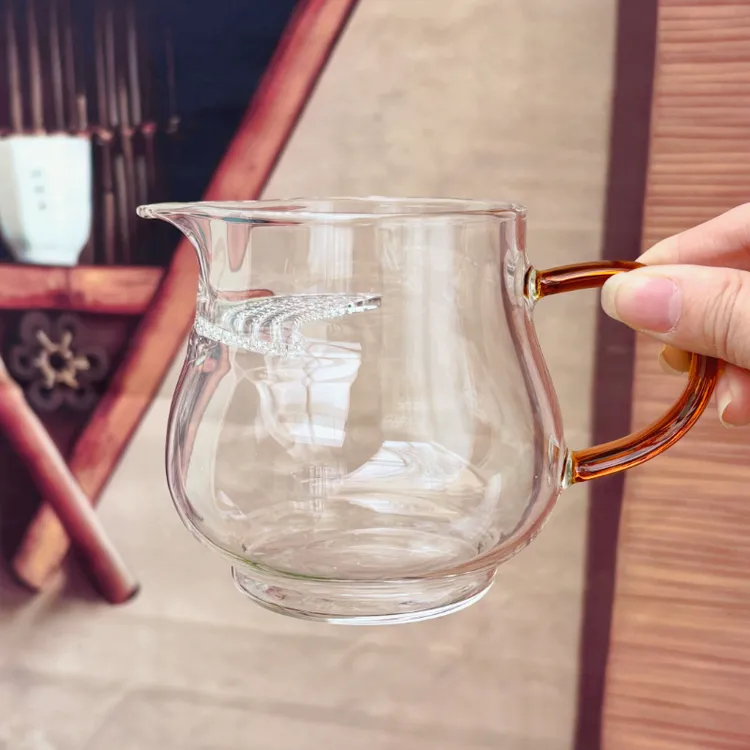 十载爱棠玻璃公道杯玉雅月牙过滤公道杯泡茶壶耐热茶漏一体分茶器