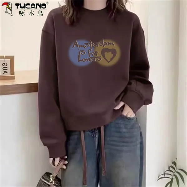 【啄木鳥】纯棉加绒加厚长袖t恤女冬季新款时尚百搭减龄保暖上衣