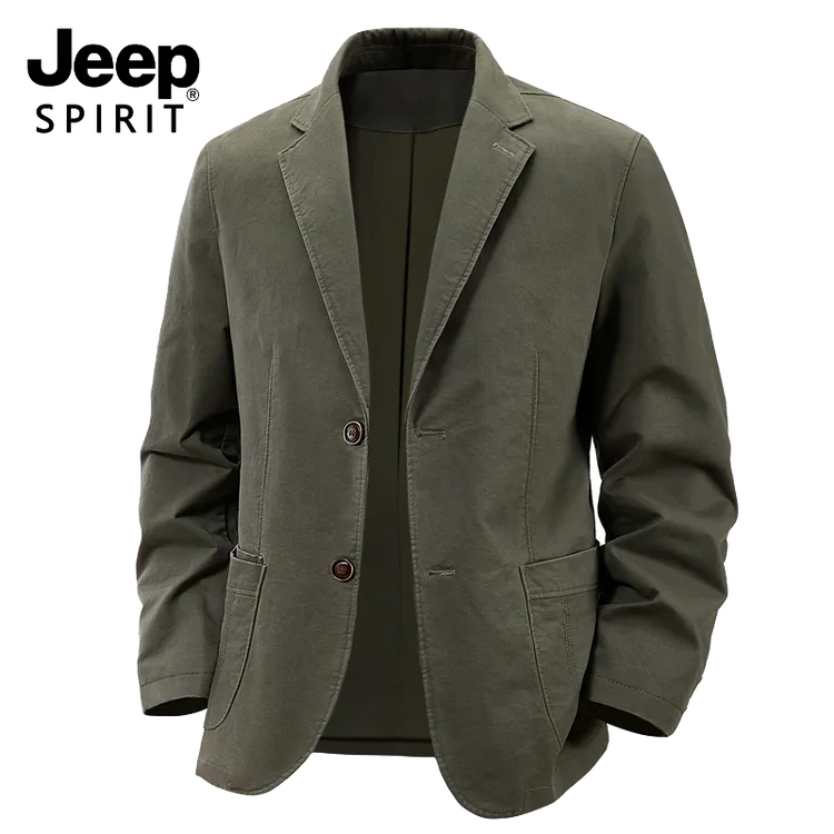 JEEPSPIRIT吉普冬季纯棉西装夹克男商务休闲单西修身西服男装外套