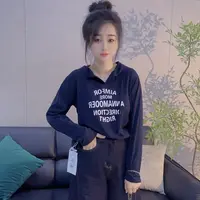 丹丹精选--2588826新款抽绳连帽字母图案百搭长袖上衣