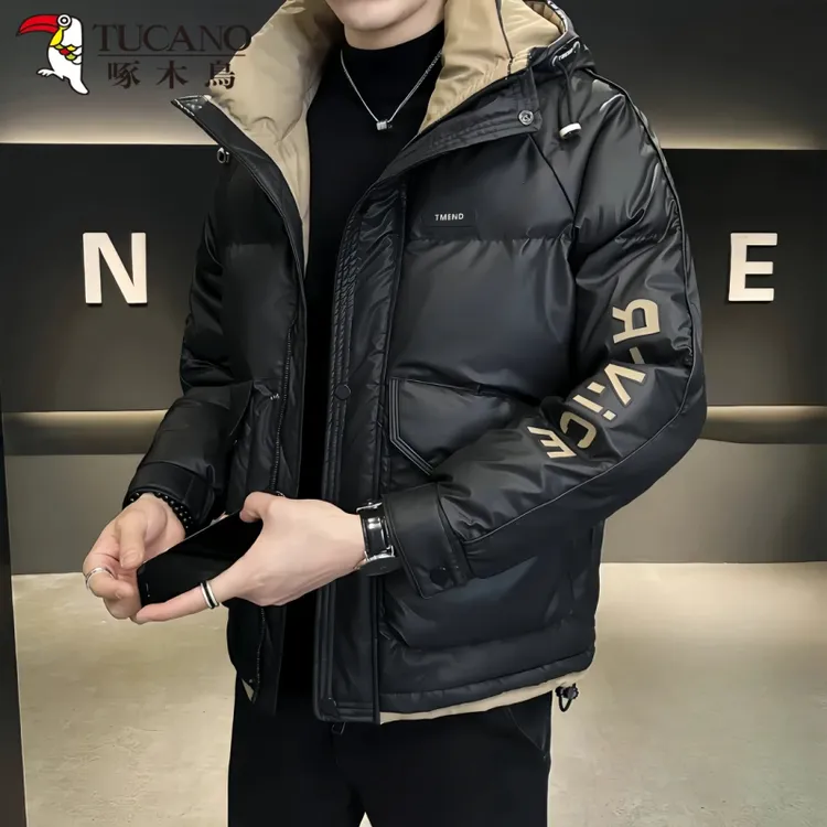 TUCANO/啄木鳥冬季潮男连帽服字母休闲保暖羽绒棉服外套休闲百搭