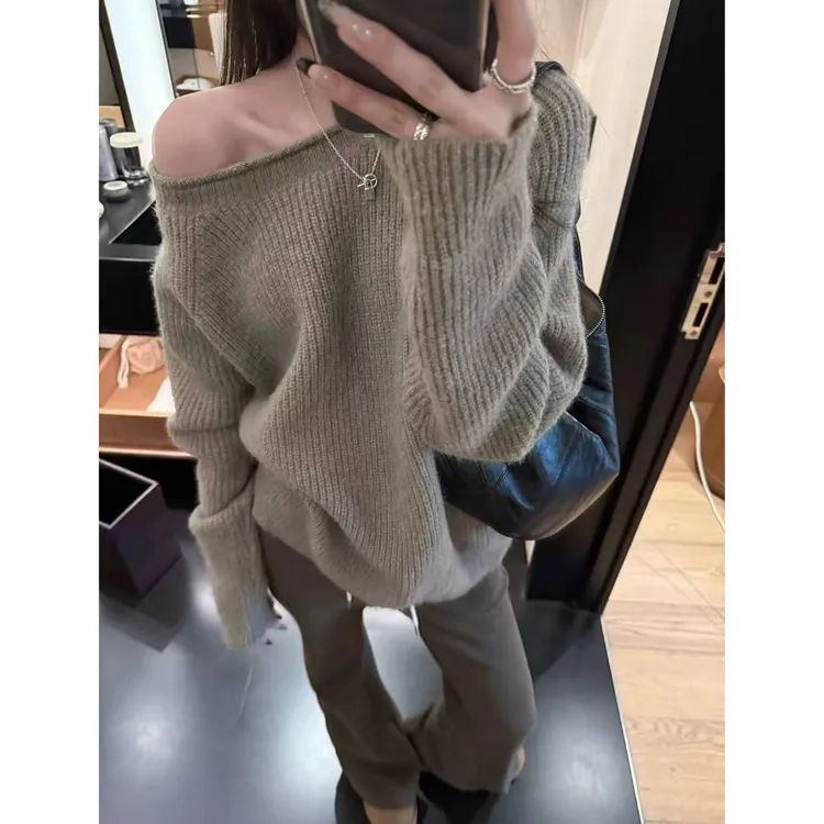 极简卷边领蓬松加密基础毛衣C 9756#