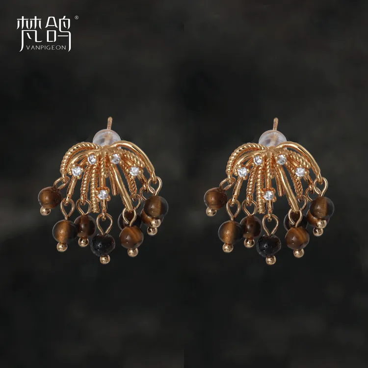 VANPIGEON/梵鸽 黄铜耳饰 法式锆石烟花耳钉轻奢高级感气质耳环