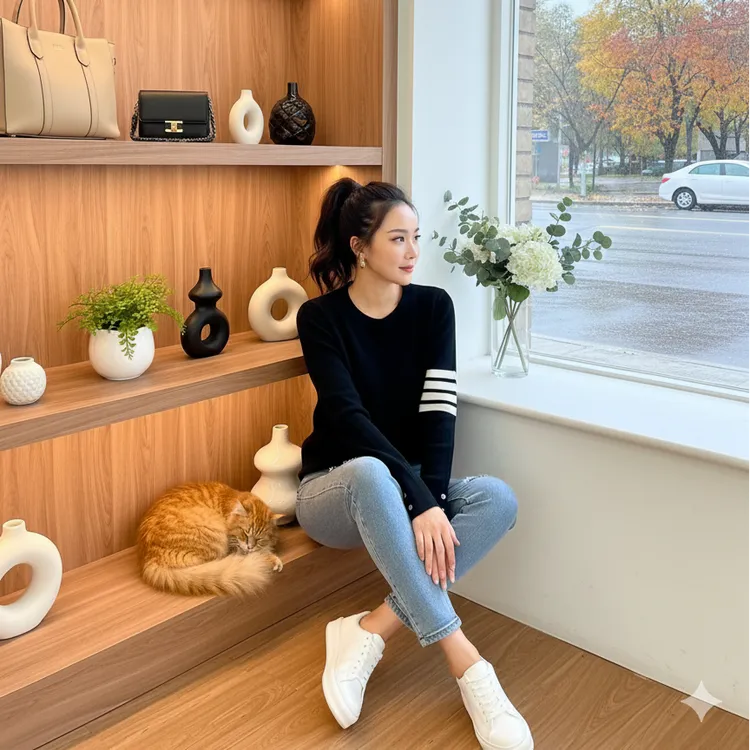 【丽织】不易起球圆领常规春秋常规款毛衣条纹打底衫针织衫 55